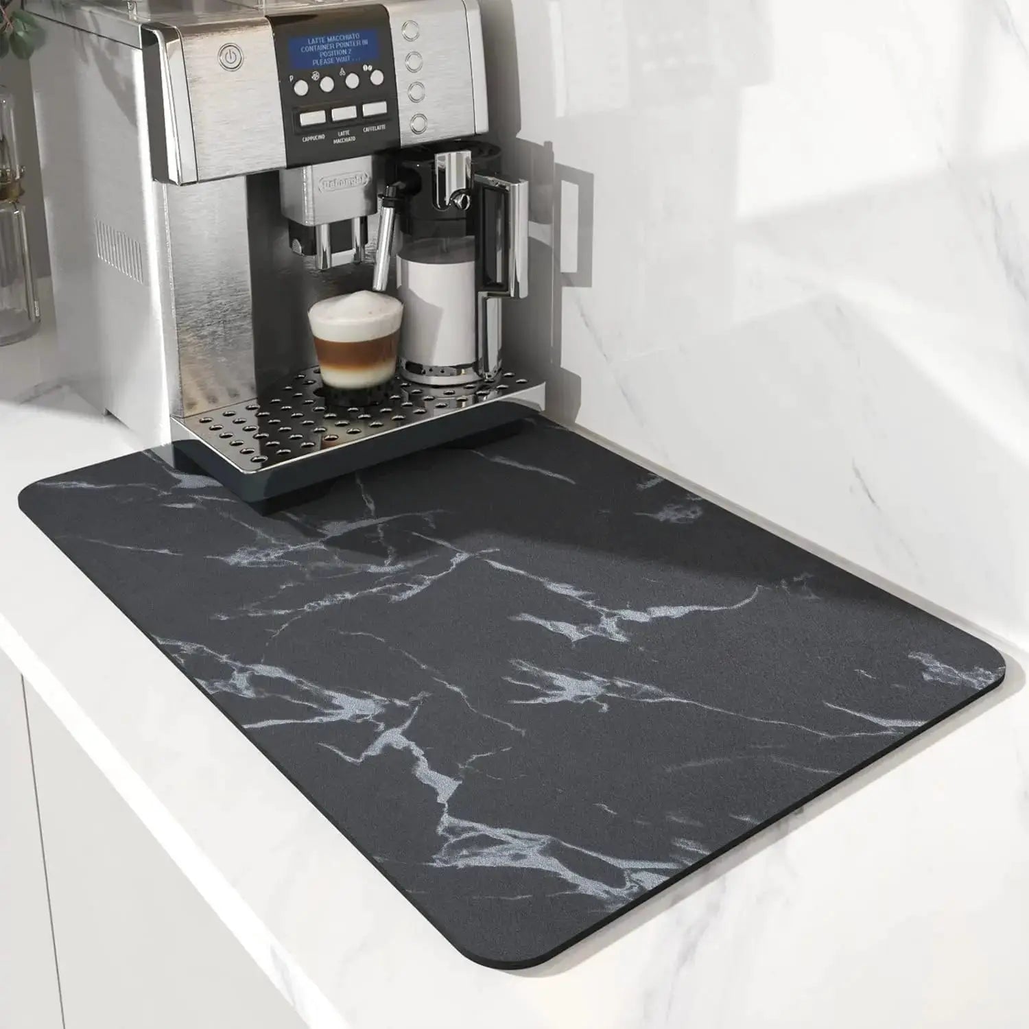 Coffee Machine Mat With Rubber Backing Water Absorbent Dish Drying Pad For Kitchen Worktop Drainage And Home Decor