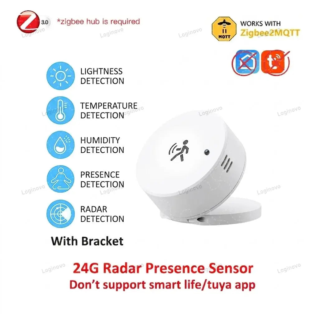 Simples Market white ZigBee 24G radar presence sensor with bracket