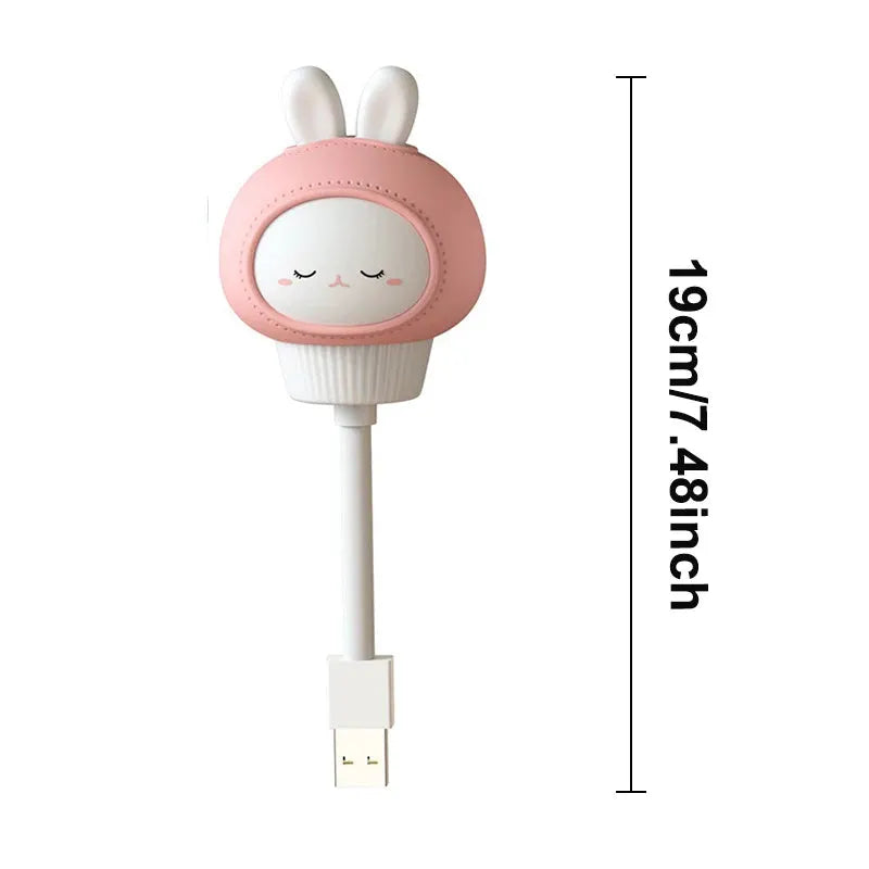 Simples Market USB night light by pink bunny design; cute cartoon lamp for baby/kid bedrooms, 19 cm tall.