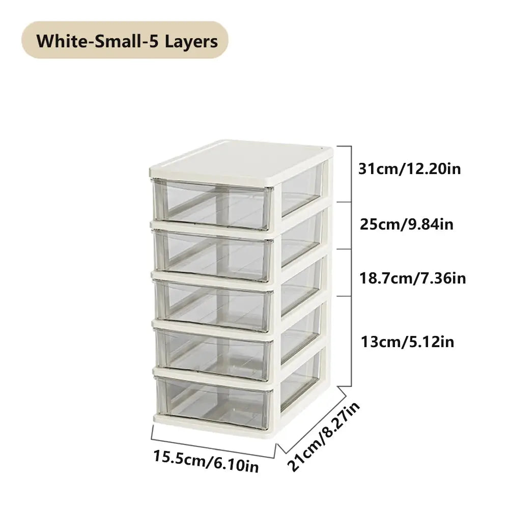 Clear Desktop Storage Box With Drawer Heightened Table Organizer Plastic Office Cabinet For Stationery Cosmetics