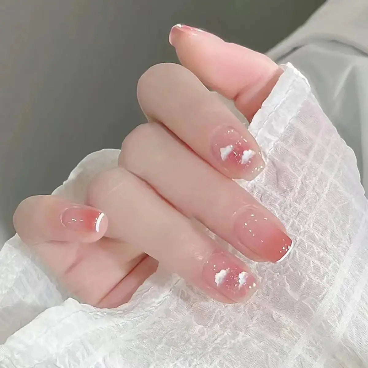 LuxeNail Blush Pink False Nails Bowknot Diamond Pearl Design Press On Nail Tips Harmless Smooth Edge Safe DIY Mani