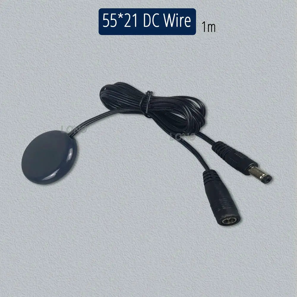 Touch dimming switch disk, round black sensor with 1m DC cable and two connectors