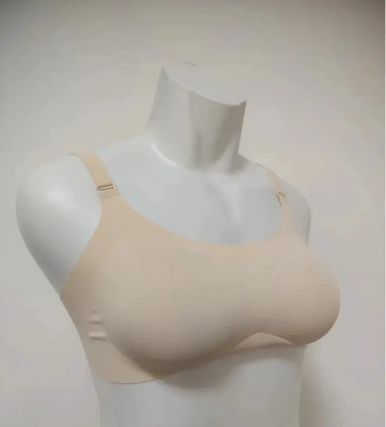 Silicone breast forms prosthesis in beige, Simples Market brand, for cosplay or mastectomy use.