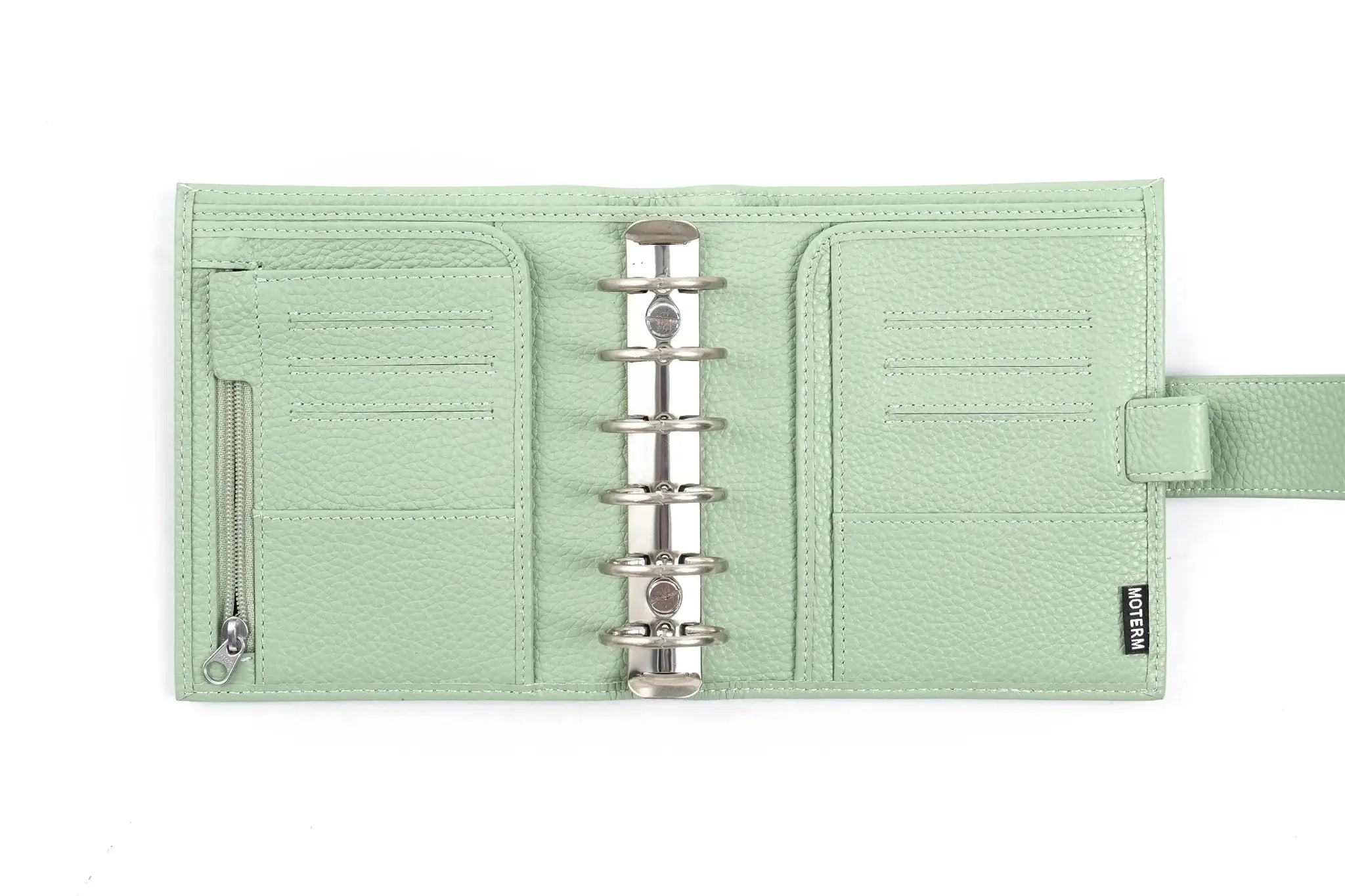 Moterm Luxe 2.0 pocket-size planner in mint green pebbled leather with 30mm rings, Simples Market