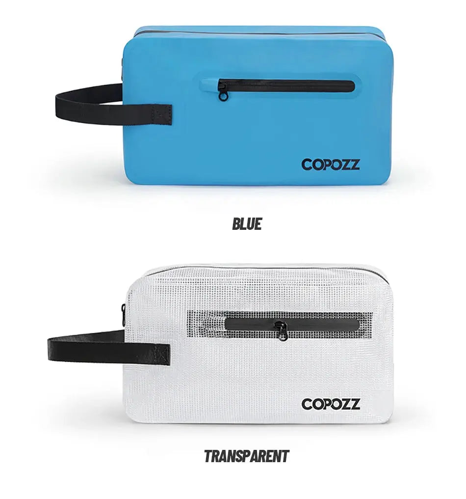 COPOZZ men's gym bag set, 2 bags in blue and transparent with strap and dry-wet separation