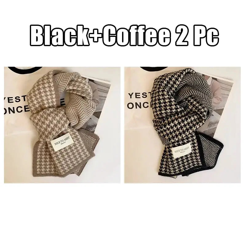 Atmosphere Double Sided Thickened Knitted Scarf Polyester Warm Winter Accessory For Students