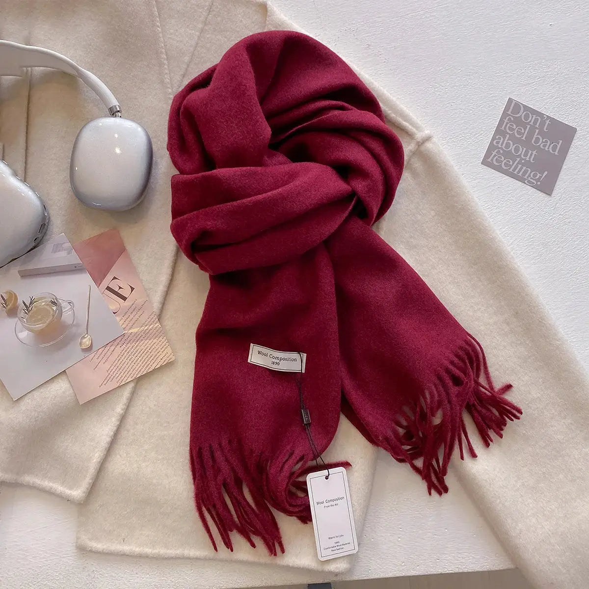 LuxeWeave 26 Color Winter Scarf for Women Long 175 Centimeters Premium Polyester with Tatting Weave Cozy Warmth