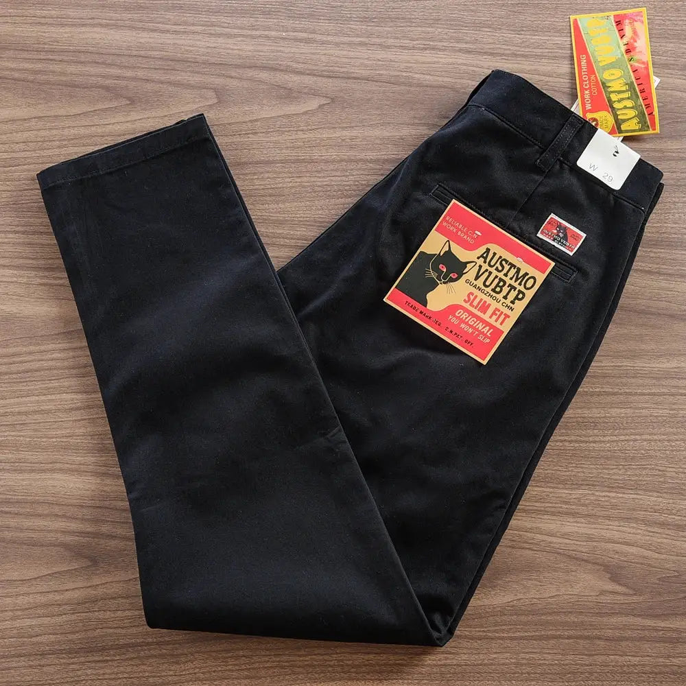 Simples Market men's black 100% cotton washed chino straight pants with tags