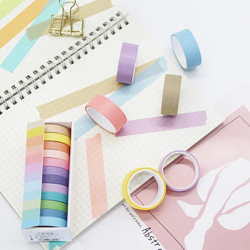 Simples Market rainbow pastel washi tape set, 6/12 pcs per box, solid color masking tape for DIY scrapbooking