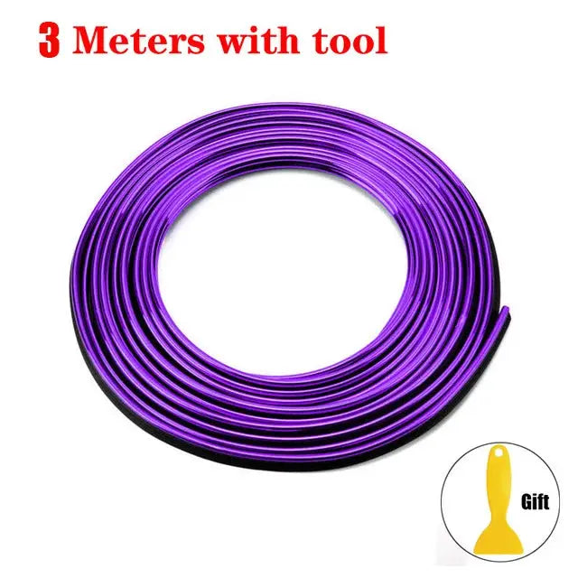Simples Market purple flexible car moulding strip, 3 meters, universal interior auto trim for dashboard and doors