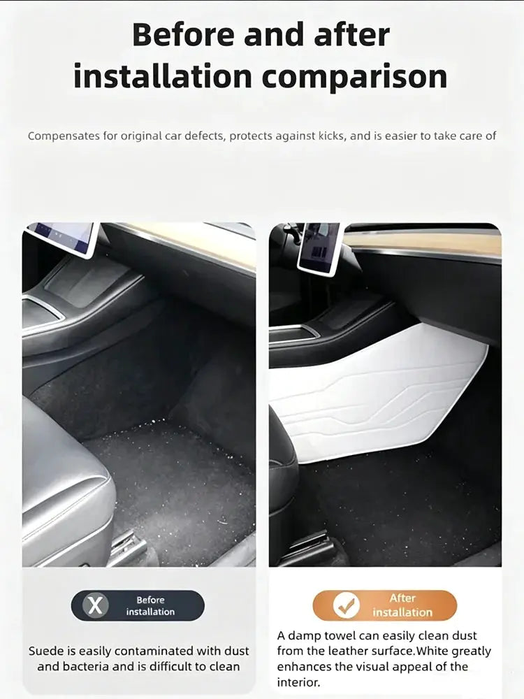 Tesla Model Y interior mats set with Highland white leather cockpit mats, 2pcs by Simples Market