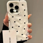 Polka Dots Shockproof Phone Case For iPhone 11 To 17 Pro Max And 17 Air Black Soft TPU