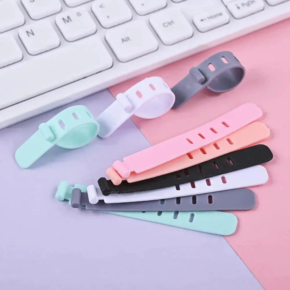 Simples Market pastel silicone cable ties set for reusable cord management and organization