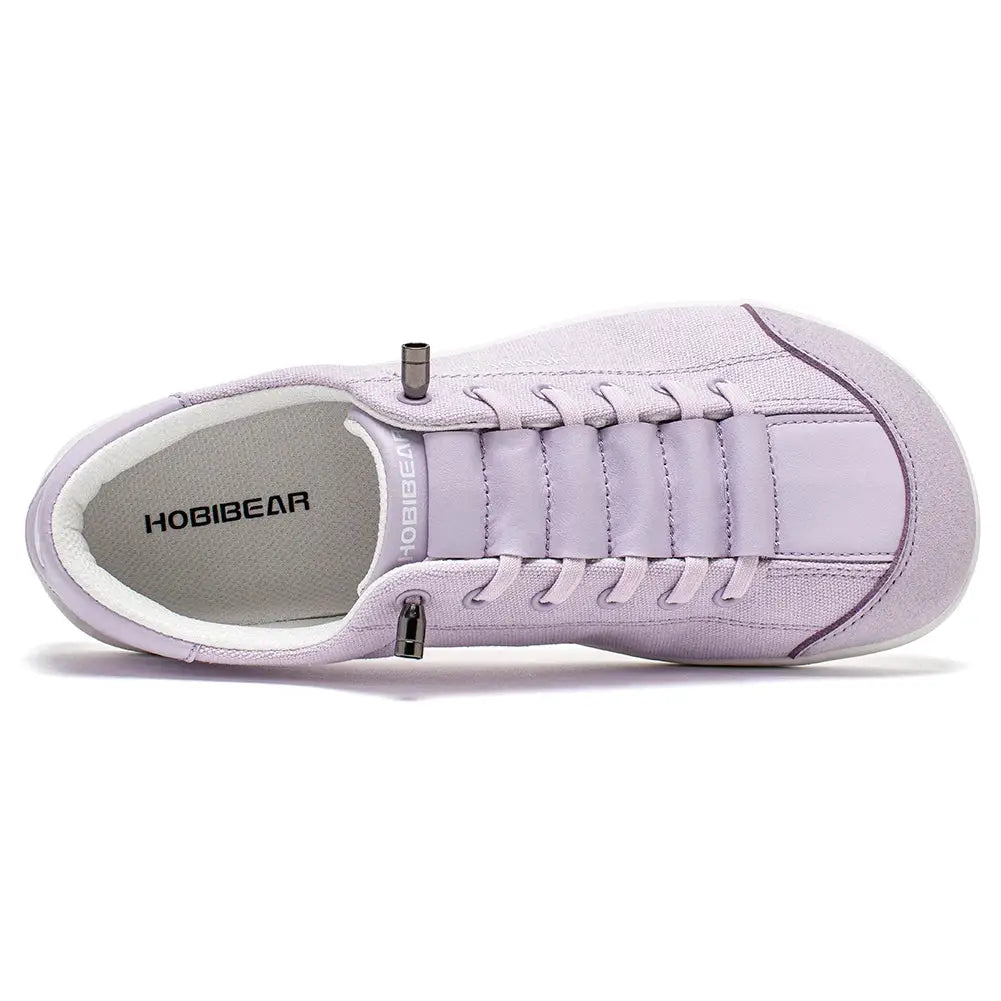 HOBIBEAR lavender canvas wide-toe barefoot shoes; unisex minimalist lightweight sneakers