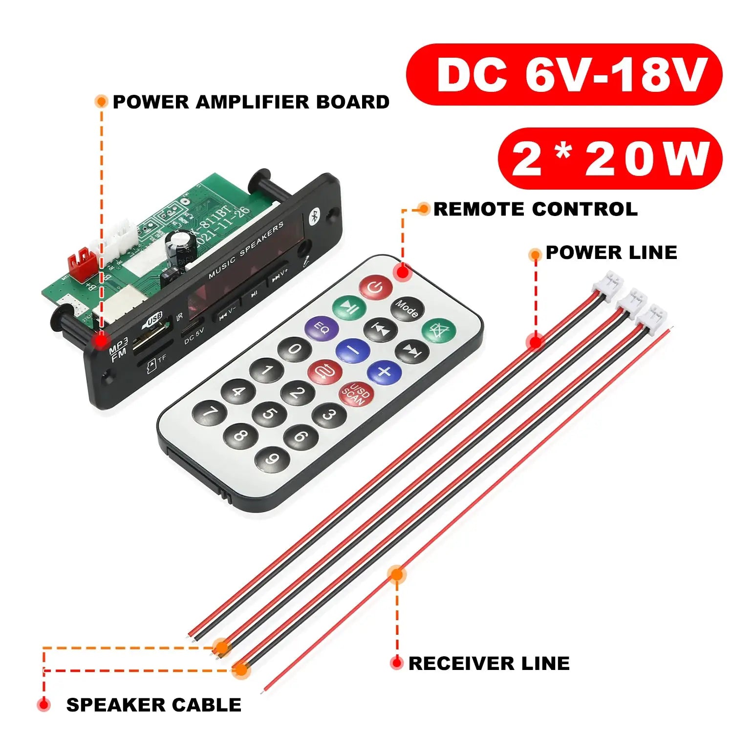 160W Bluetooth MP3 WMA APE Decoder Board Car Audio 12V USB TF FM Radio Handsfree Microphone Mp3 Player