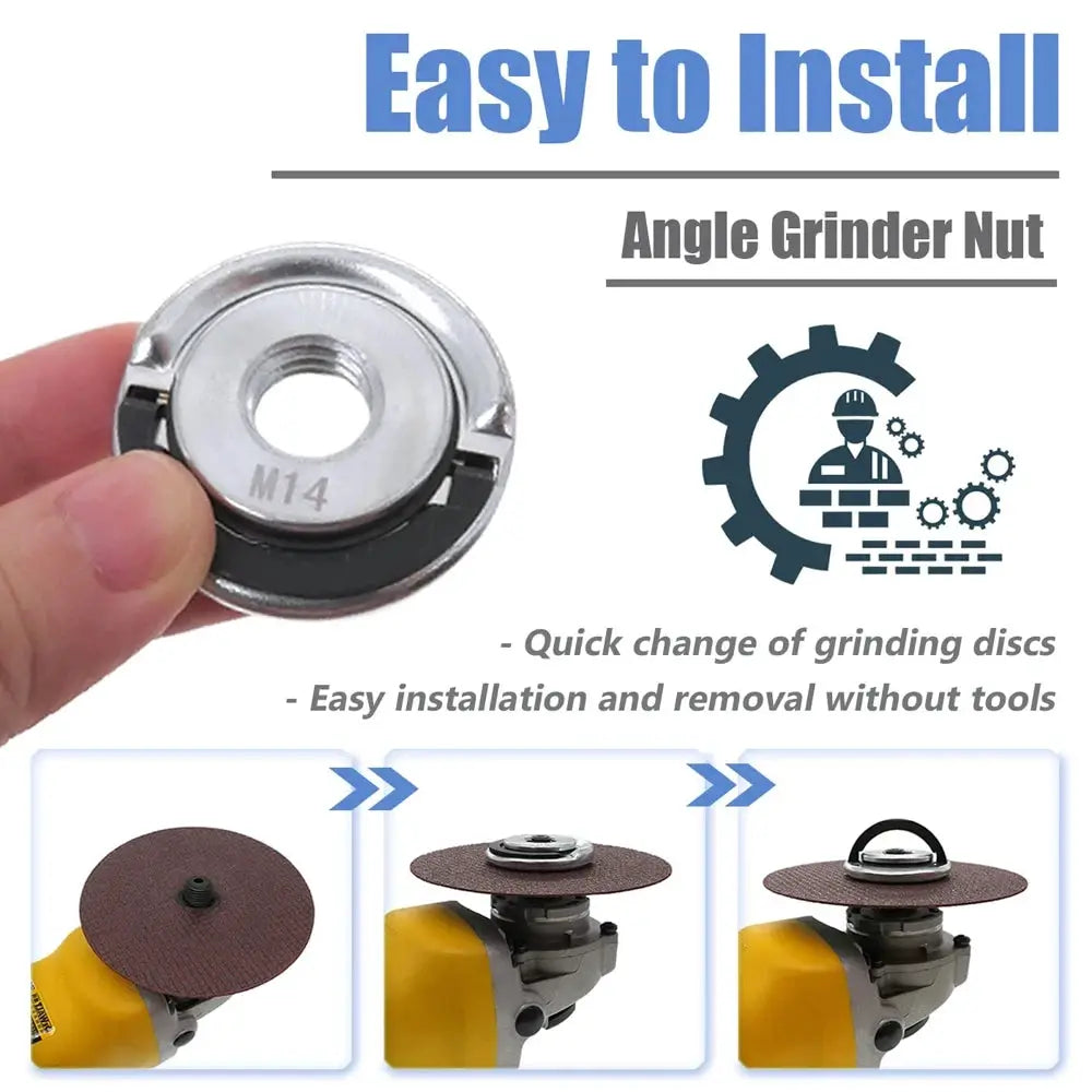 M14 Angle Grinder Quick Release Self Locking Flange Nut for Replacement and Fixing Cutting Discs