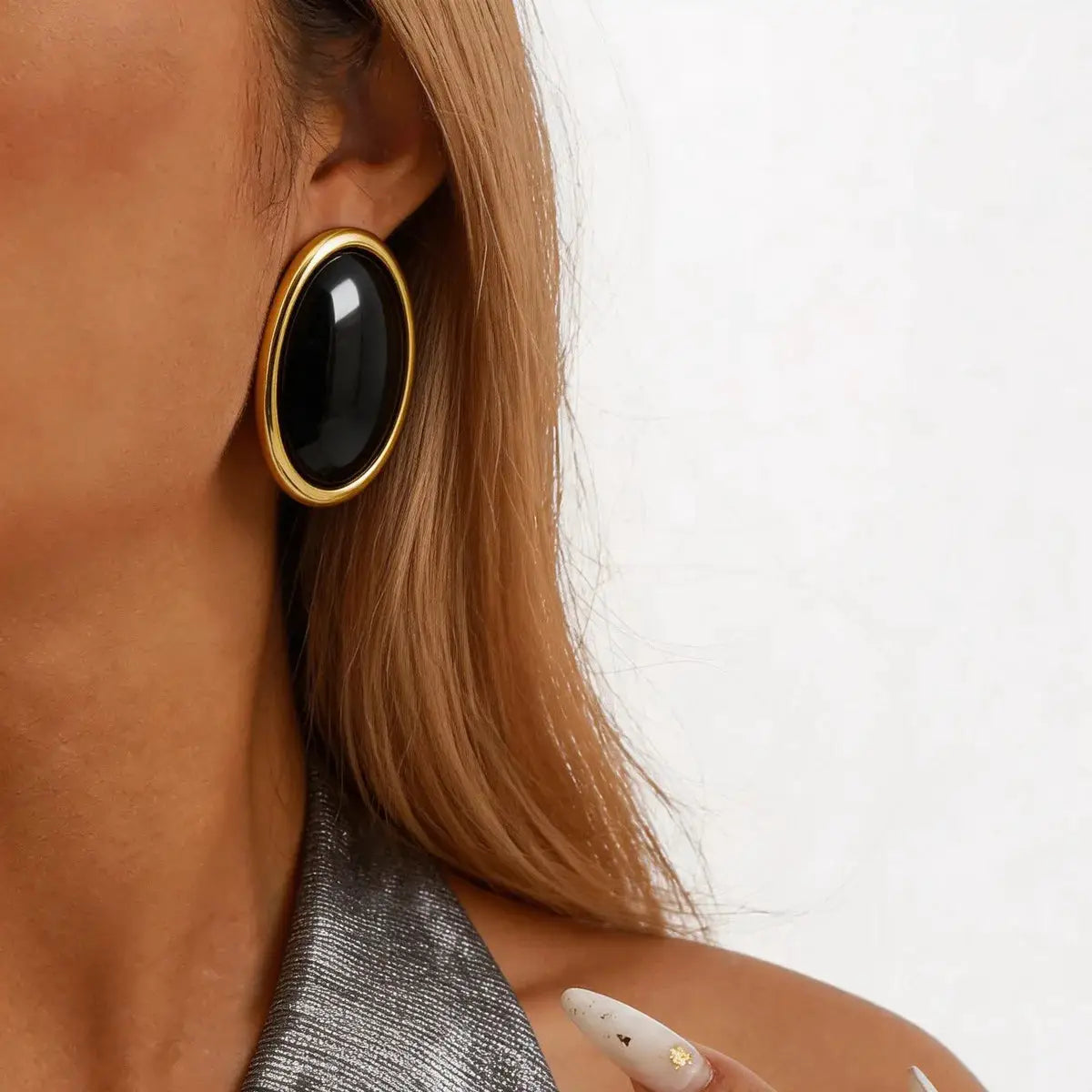 Large Vintage Oval Resin Stud Earrings For Women Glossy Statement Jewelry Rock Chic Party Daily M1