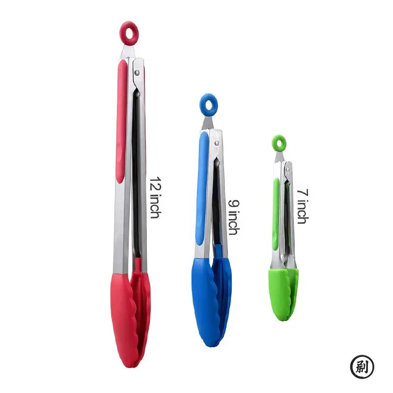 Stainless Steel Tongs With Silicone Tips And Locking Mechanism In 7 9 And 12 Inch Sizes For Precision All Purpose BBQ