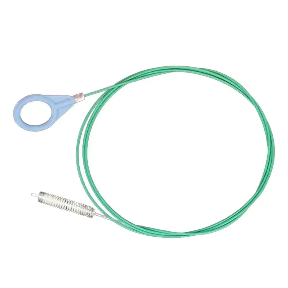 Simples Market car sunroof drain cleaning tool with flexible green cable, blue loop handle, and metal spiral brush tip