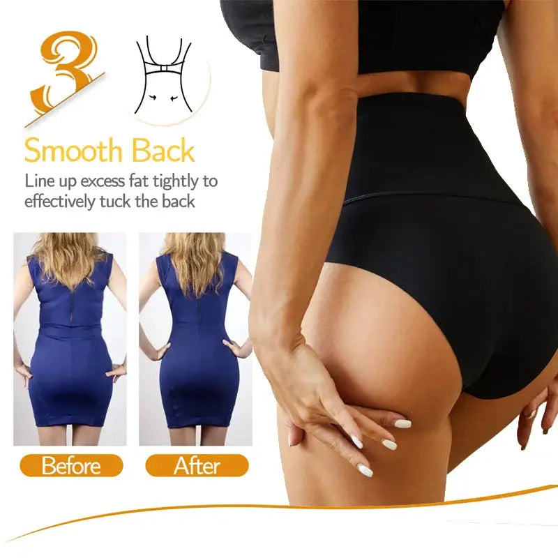 Simples Market women's seamless high-waist shapewear briefs, black butt-lifter underwear