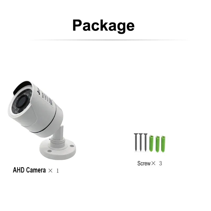JIENUO 4K AHD camera white kit with 3 screws and 3 green wall anchors