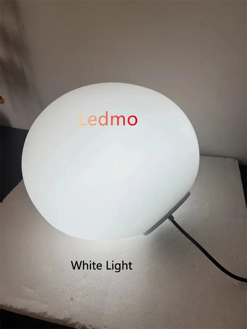 White glass ball pendant light by Ledmo; Nordic-inspired globe for bedroom, dining room or cafe, Simples Market