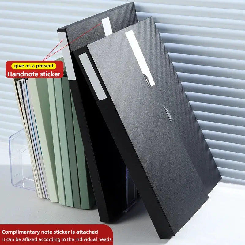 A3 document file boxes set, black waterproof plastic with foldable buckle lids for large capacity storage