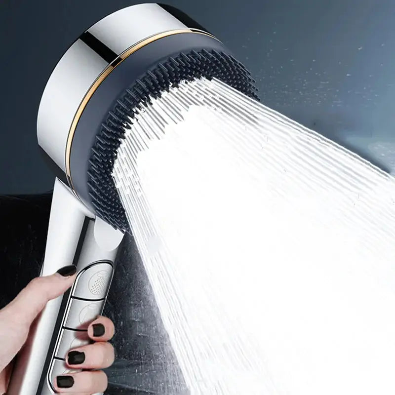 Shower head with high-pressure flow, built-in filter, four modes for massage and water saving