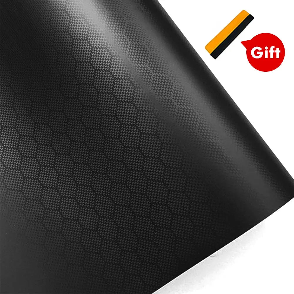 9D carbon fiber car vinyl wrap sheet, glossy black, self-adhesive anti-scratch auto decoration