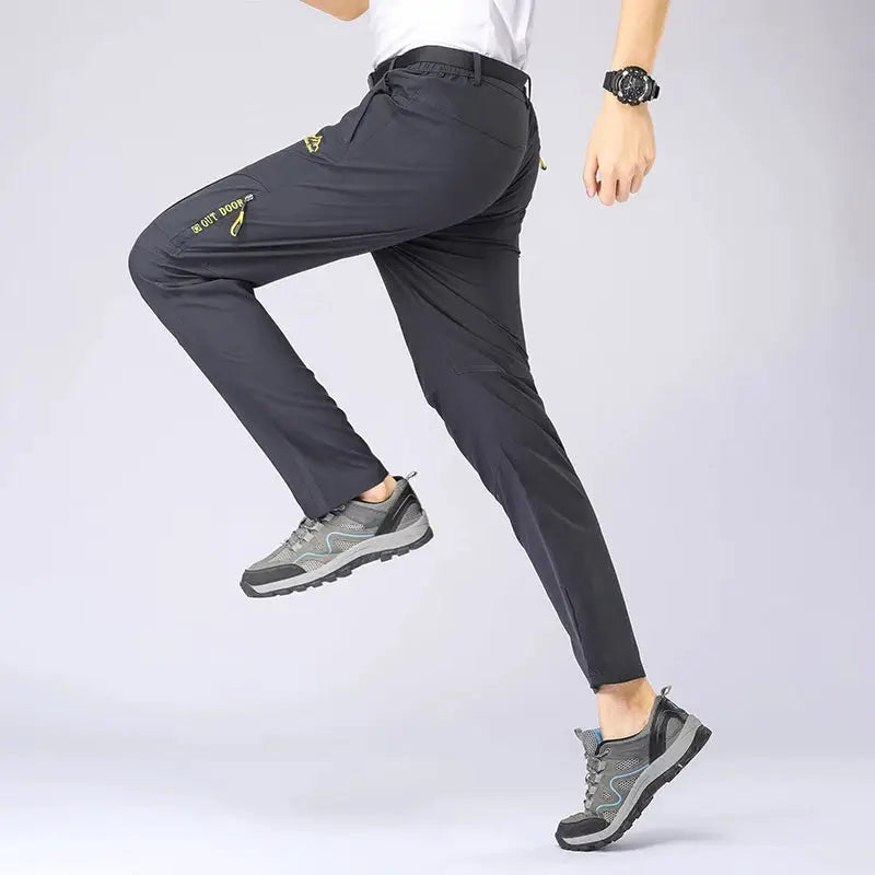 SFABL 5XL men's quick-dry hiking pants, dark gray with zip pockets