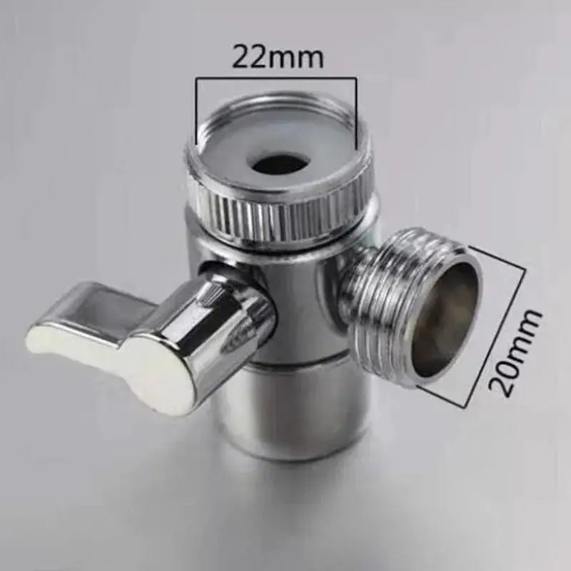 Chrome handheld bidet spray valve with lever, top 22mm connector and side 20mm hose thread for bathroom WC use