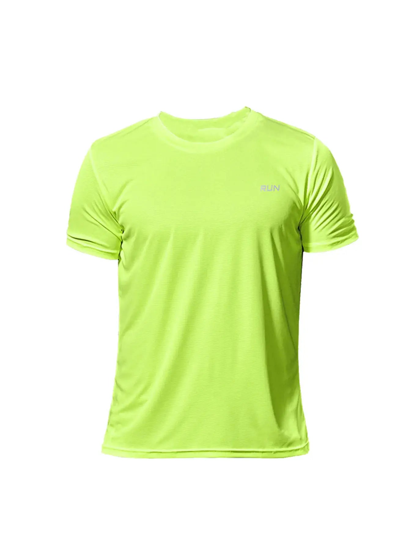 Men's neon lime quick-dry compression running T-shirt with short sleeves