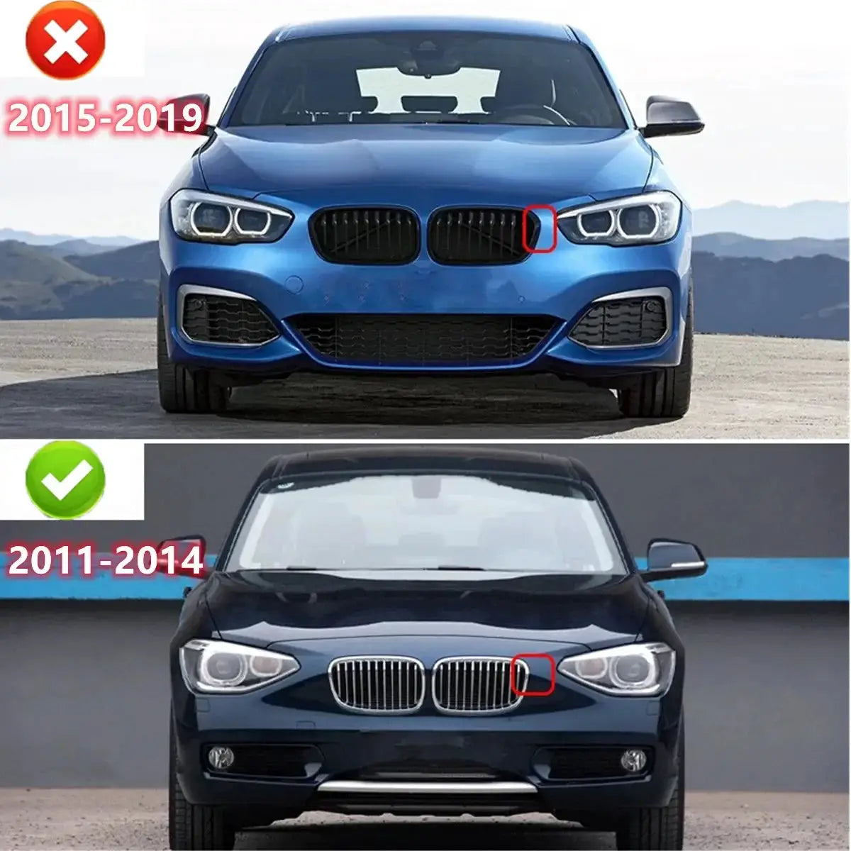 Simples Market gloss black front bumper kidney grille for BMW 1 Series F20/F21 2011–2014, double slat racing grills replacement
