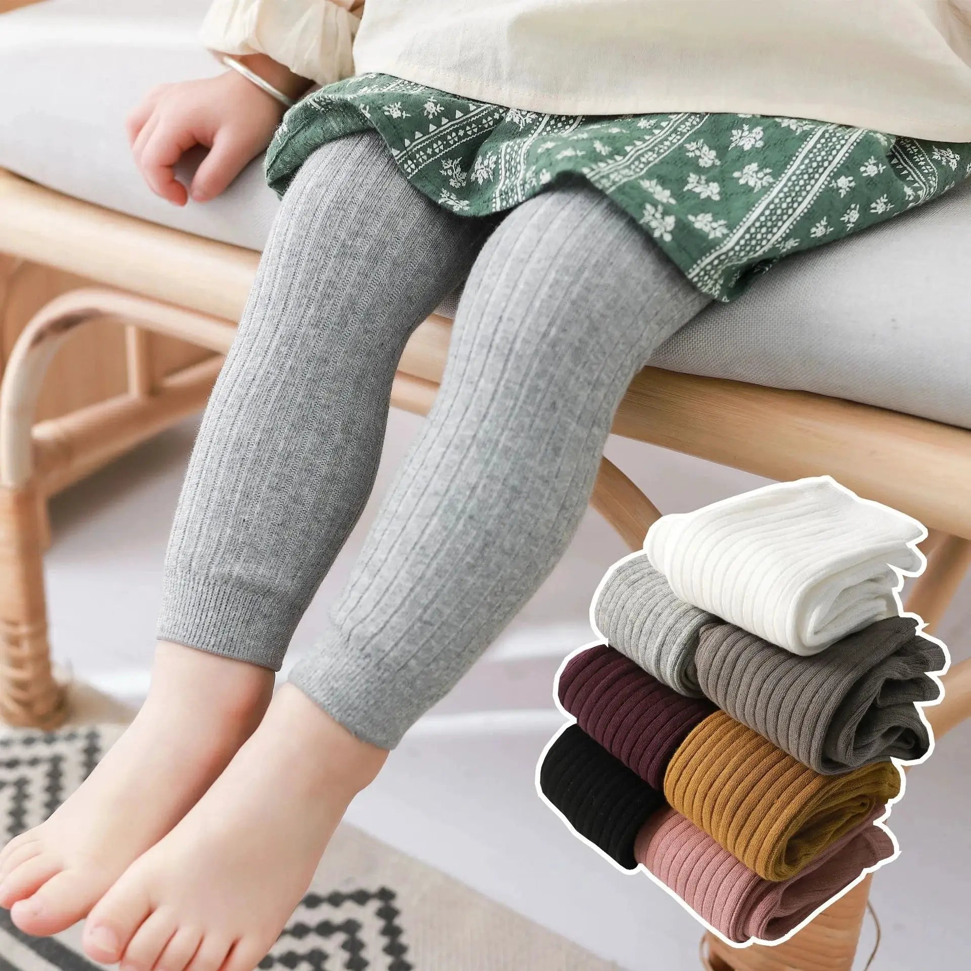 Spring Autumn Baby Boys Girls Pants Leggings Tights Cotton Stretch Knitting Trousers For 0 To 6 Years