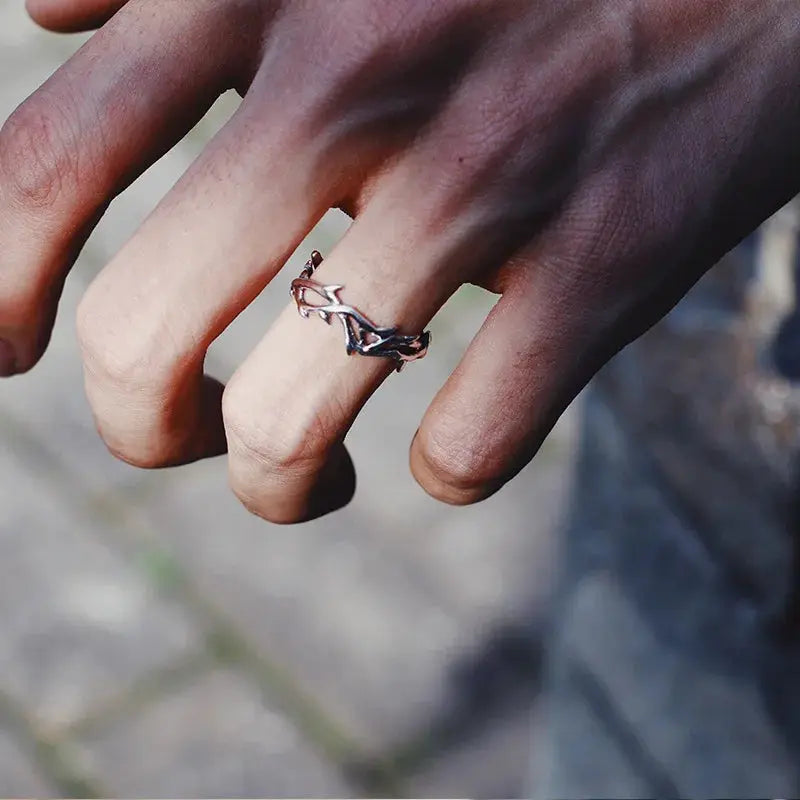 Vintage Inspired Style Men's And Women's Rings With Branches And Thorns Silver Plated, Couples Ring Gifts, Personality