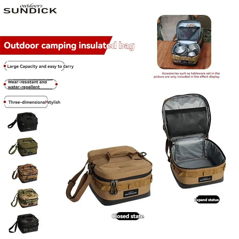 Insulated Camping Bowl and Cup Storage Bag for Outdoor Gear in Black, Brown, Army Green or Camo