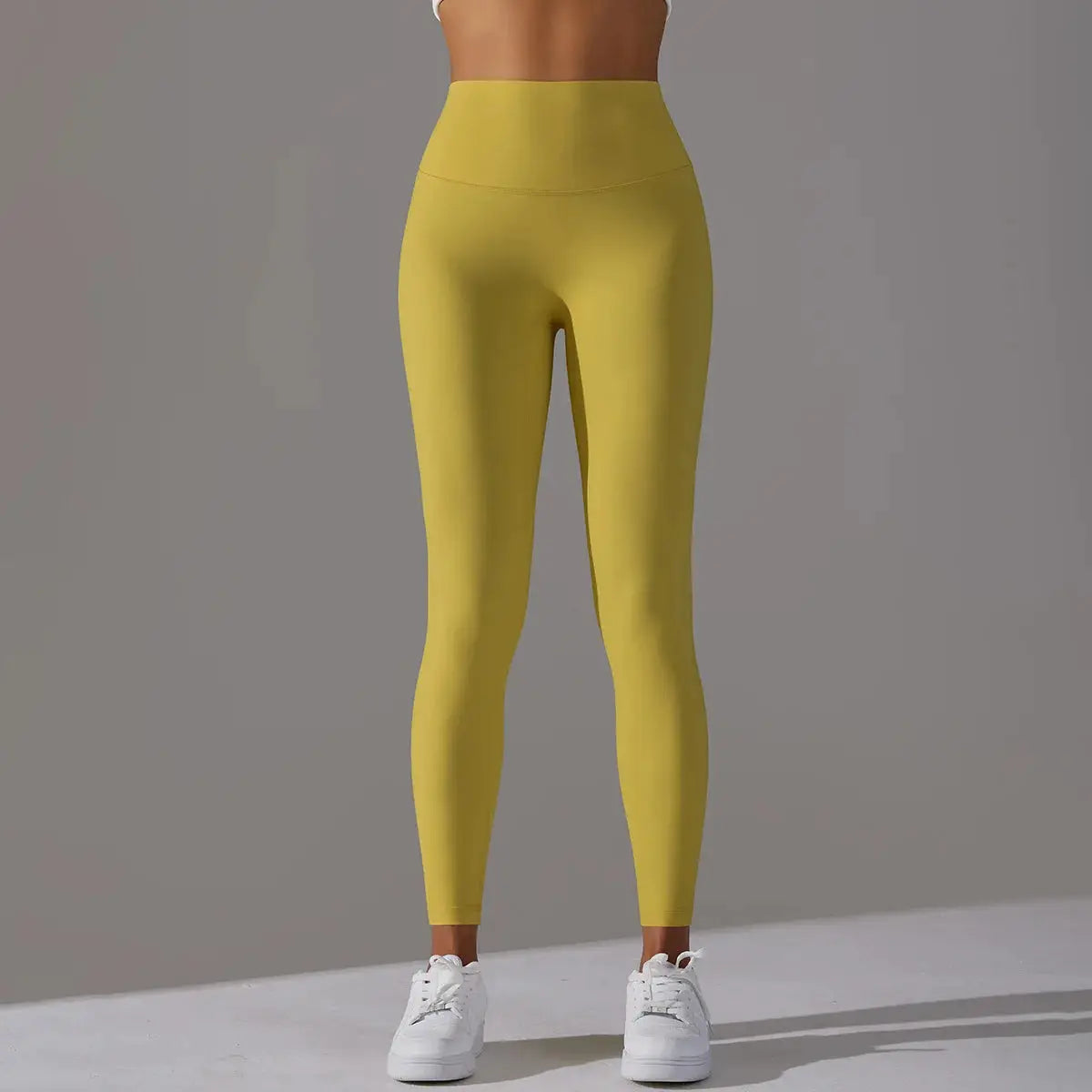 High-waist Naked Feeling leggings, bright yellow, for fitness and yoga