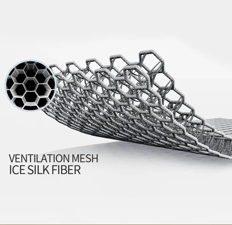 Men's ice silk ventilation mesh fabric close-up showing breathable hexagonal weave