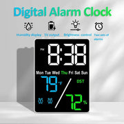 Multifunctional large-screen digital alarm clock with humidity display and brightness control for desktop use