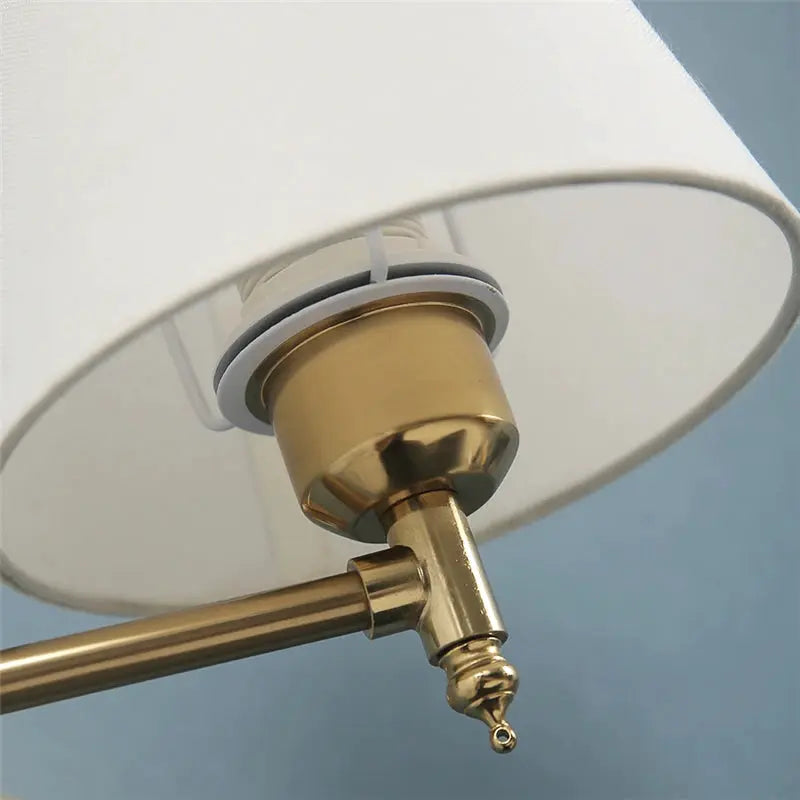 Nordic adjustable folding wall lamp with brass finish and white fabric shade (LED)