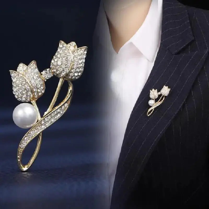 Elegant Tulip Flower Brooch Chest Pin For Women Coats Autumn Winter Fashion Gift 4858