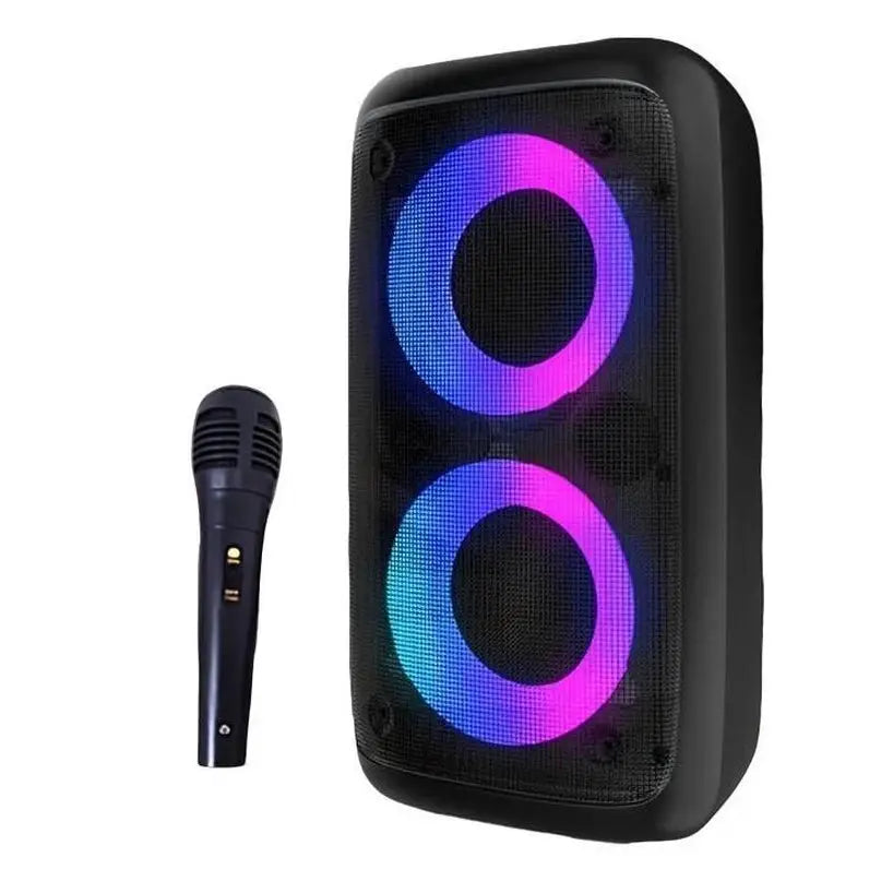 AyeBeau Portable Bluetooth Karaoke Speaker With FM Radio Microphone LED Lamp And TWS Subwoofer