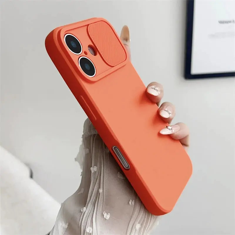 SlideGuard Silicone Case With Sliding Lens Shield For iPhone 7 To 16 Pro X XS XR Max 8 SE Camera Lens Protection