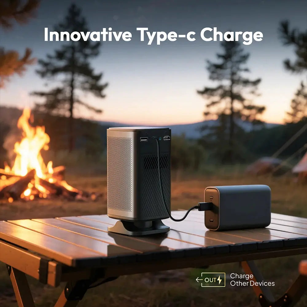 BYINTEK P70X Portable Projector Battery 4K 3D WiFi Outdoor Movie Night