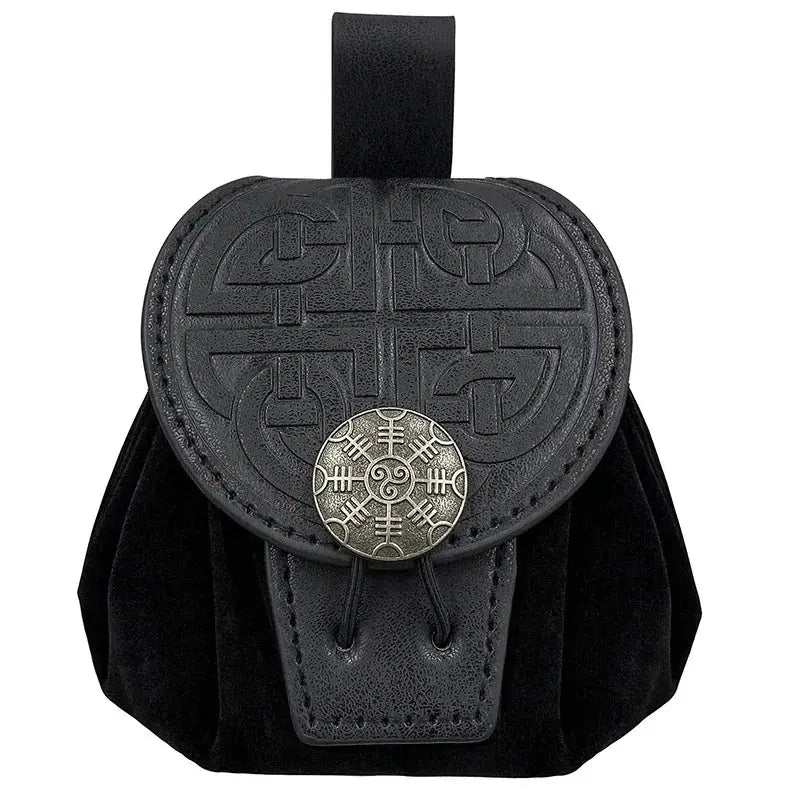 SteampunkForge Medieval Punk PU Leather Drawstring Fanny Pack For Men Cosplay Waist Bag