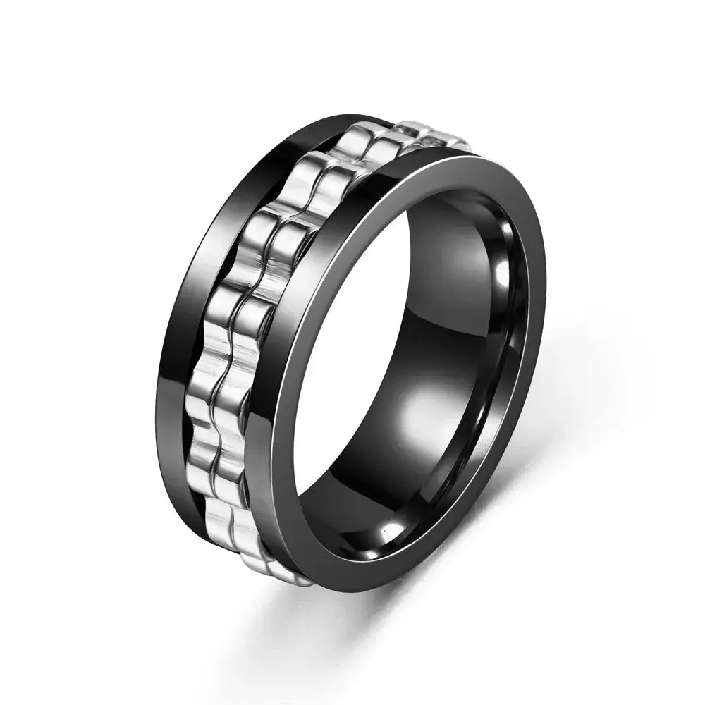 Anti Stress Stainless Steel Ring For Men Gear Rotating Anxiety Relief Spinning Fidget Ring Punk Jewelry Size 6 13