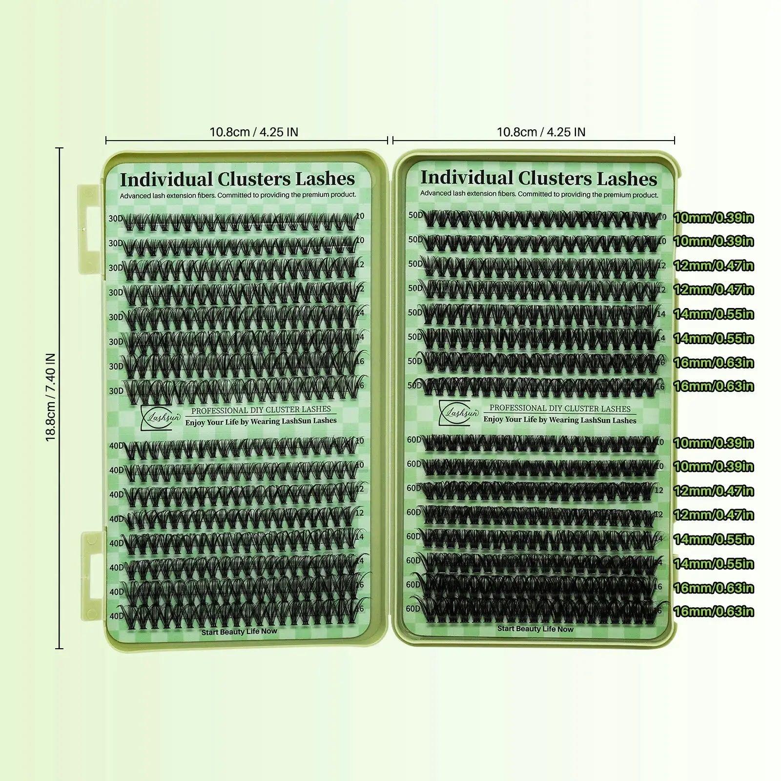 LASHSUN DIY Lash Clusters Kit For Home Lashes D Curl Mega Volume Individual Eyelash Extensions
