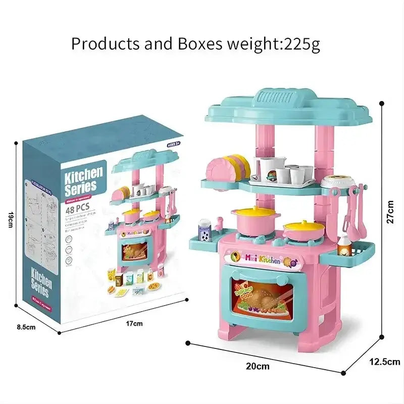 Mini Kitchen Counter Play Set Diy Simulated Cooking Toys With Food Tableware For Pretend Play Gift For Kids