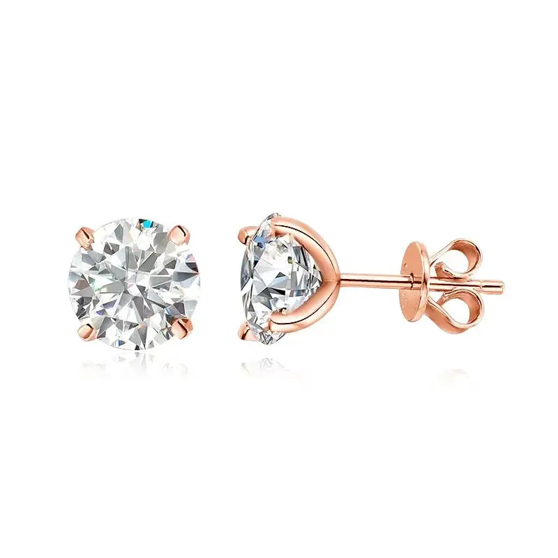 Smyoue Rose Gold Moissanite Stud Earrings For Women 0.2 to 3 CT Sparkling Lab Diamond 925 Silver Classic Wedding