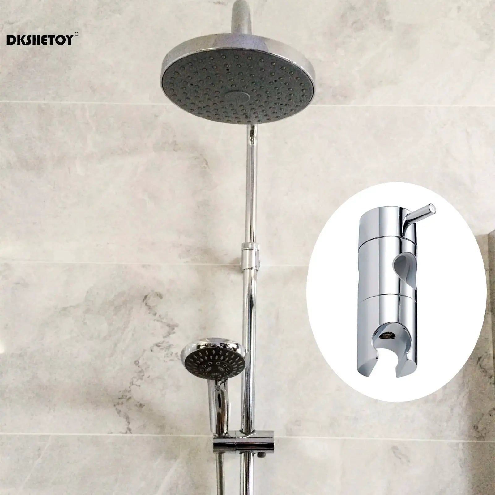 Chrome shower head holder clamp for handheld shower, 19–25mm, Simples Market